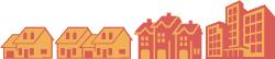 Four types of housing - detached, semi-detached, row, and apartment - in graphical form