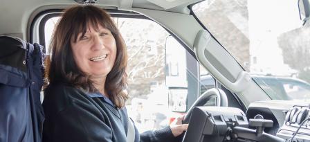 transhelp driver operating a transhelp bus