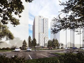 Rendering of Chelsea Gardens project from parking lot. These are conceptual images and subject to change.