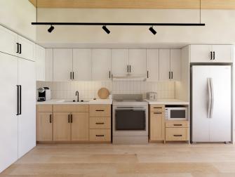 Rendering of kitchen in unit.