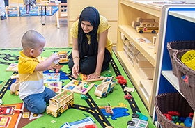 A child playing with blocks