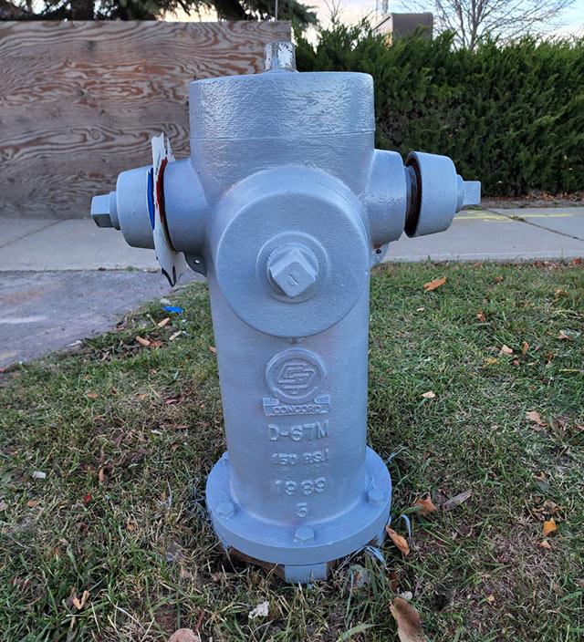 Grey fire hydrant