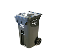 A medium sized garbage bin