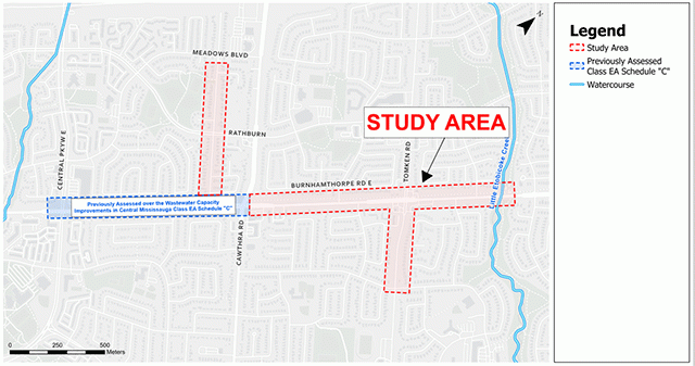 sample display illustration Cawthra Road sanitary trunk sewer study area