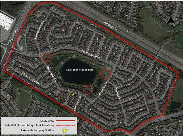sample image illustration of study area map, Bovaird Drive East intersecting with 410, south of Showboat Crescent