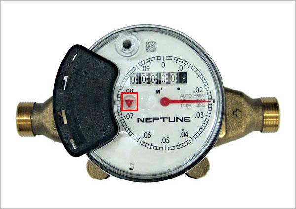 Water meter with Low flow indicator highlighted