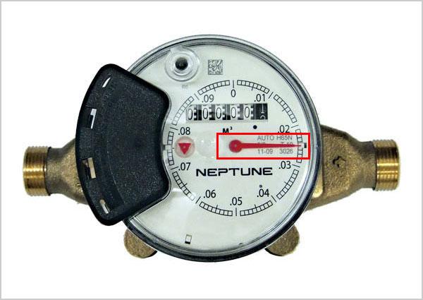 Water meters with sweep hand highlighted