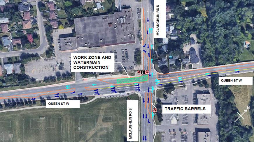 Stage 2 Watermain improvement traffic impacts  at McLaughlin and Queen