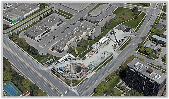 An overhead view of Site 6 shaft compound.