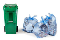 organics cart and recycling bags